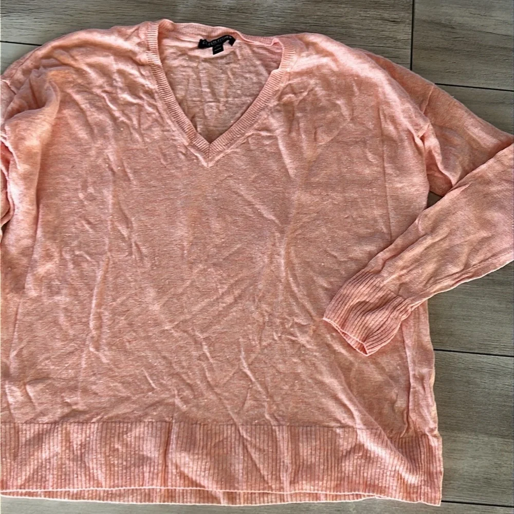 Eileen Fisher Petite organic linen pink knit sweater size PP XS